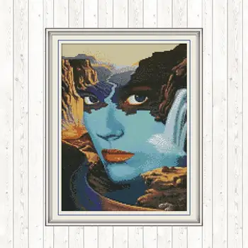 

Beauty and Lake DIY Handmade Needlework Stitches Embroidery 14ct 11ct Printed Canvas Cross Stitch Kits Home Decor DMC Crafts