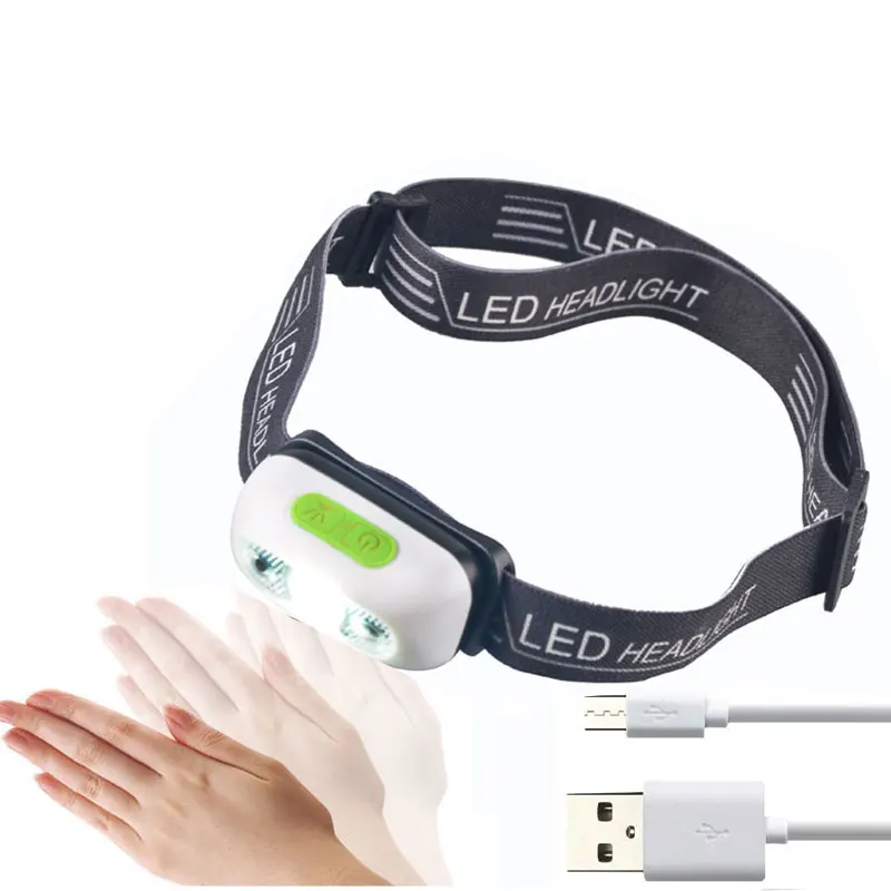 TOPCOM 1000lm Mini Rechargeable LED Headlamp Motion Sensor Or Red LED USB Headlight Camping Flashlight Torch Lamp