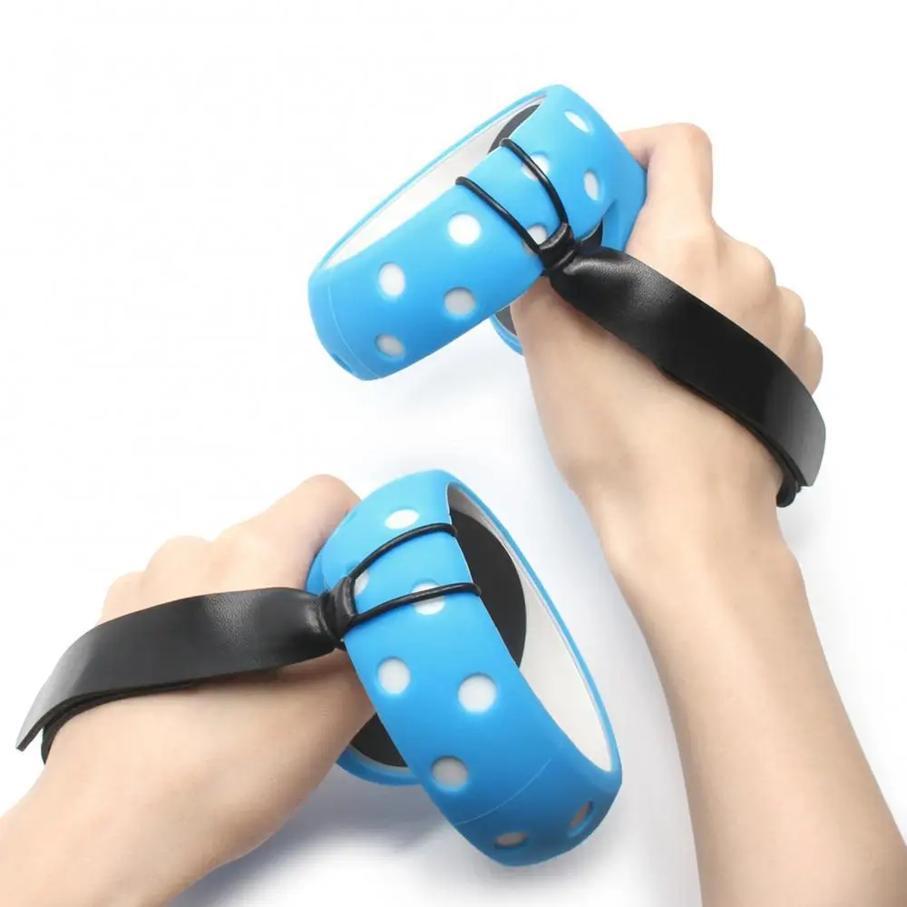 

Fully Enclosed Silicone Touch Controller Handle Cover Washable Comfortable to Grip Adjustable Wrist Strap for Oculu s Quest 2