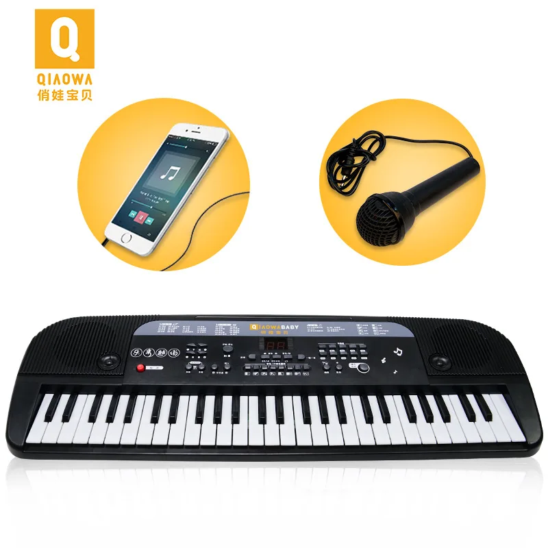 Qiao wa пункт детская электронная клавиатура начинающих музыкальная головоломка игрушки с микрофоном 1-3-6-летние девушки и мальчики фортепиано
