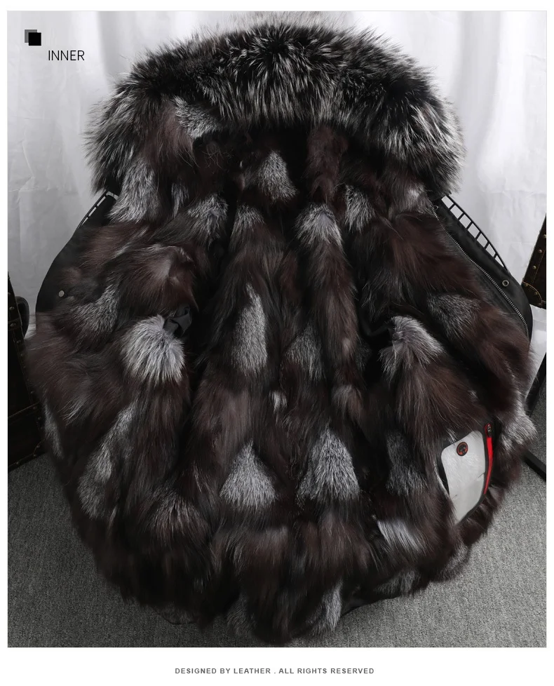 PViviYong зимняя высококачественная мужская куртка из натуральной кожи, Воротник из меха серой лисы, подкладка из натурального меха лисы, Мужская парка