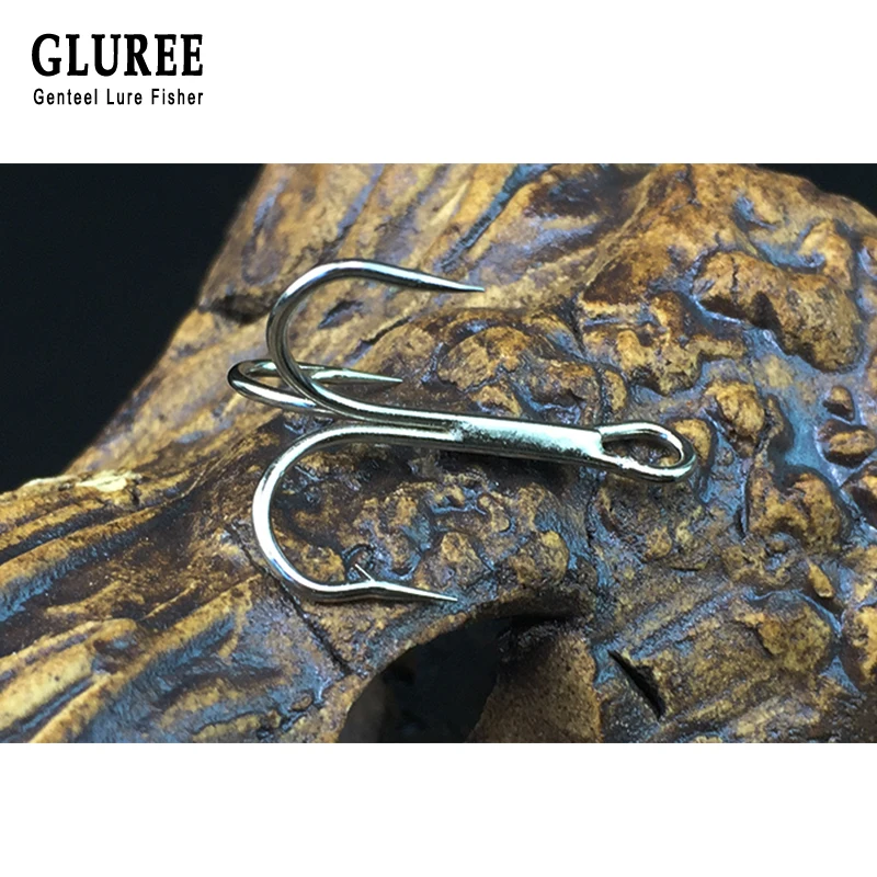 GLUREE 30 шт./лот 4#6#8#10#12# Тройной Крючок из высокоуглеродистой стали рыболовный крючок белые никелевые Якорные крючок для карпа рыболовные снасти