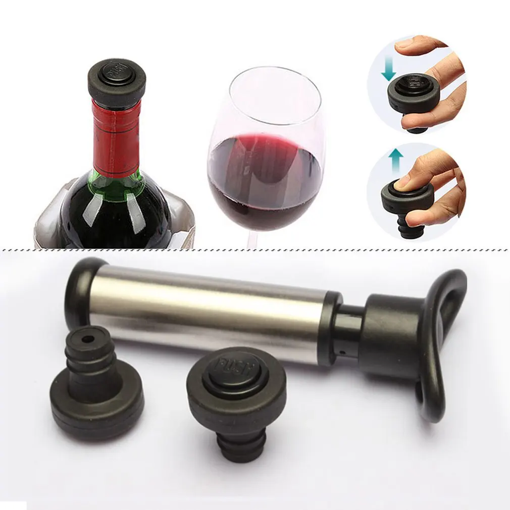 

Wine Saver Vacuum Pump with 6pcs Vacuum Bottle Stoppers Stainless Steel Wine Pump Sealer Preserver Set