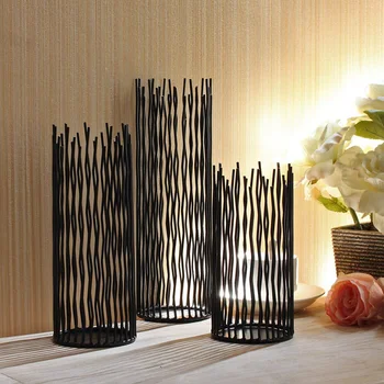 

New 1 Set Of 3 Pcs Metal Willow Led Candle Holder Pillar Candle Holder Set 8/10/12 Inch Height Candlestick for Wedding Party Hom