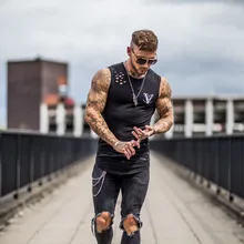 Летний Стиль, мужской жилет с дырками, жилет для фитнеса, хлопковый эластичный повседневный спортивный жилет для баскетбола, тренировочный топ