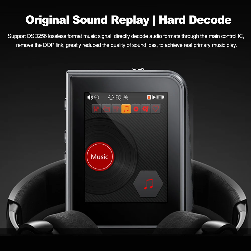 Цифровой MP3 музыкальный плеер ruidu A50, HiFi аудио плеер без потерь, DSD256, поддержка TF карт, чтение, воспроизведение, USB OTG, с экраном 2,0 дюйма, HD