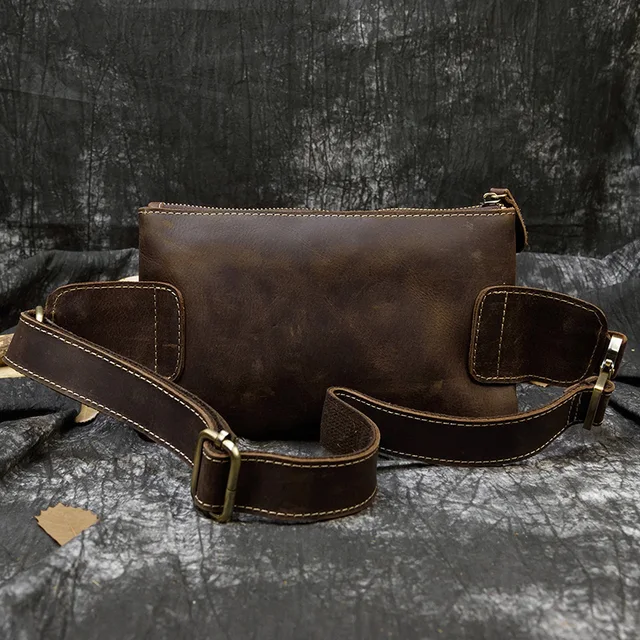 Riñonera de cuero para hombre, riñonera de utilidad vintage, bolso cruzado  a la cadera (café-2), Café (Coffee-2)