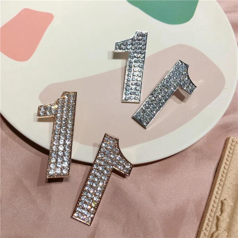 

2019 Fashion Big Earrings Women Personality Statement Rhinestone Number One Design Jewelry Wholesale