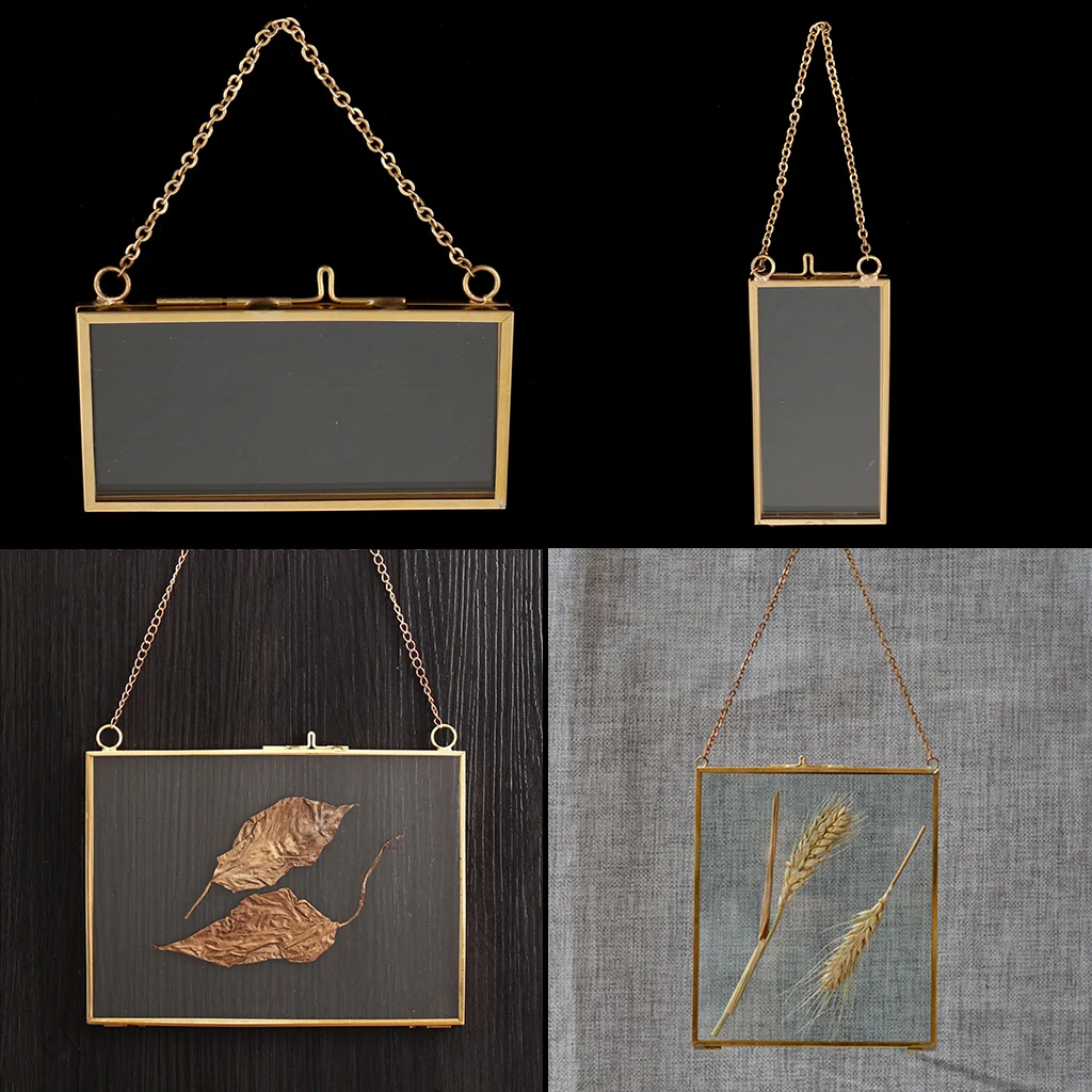 2x Shabby Hanging Clear Glass Hanging Frame Herbarium Display Frames, Easy 2x Shabby Hanging Clear Glass Hanging Frame Herbarium Display Frames, Easy