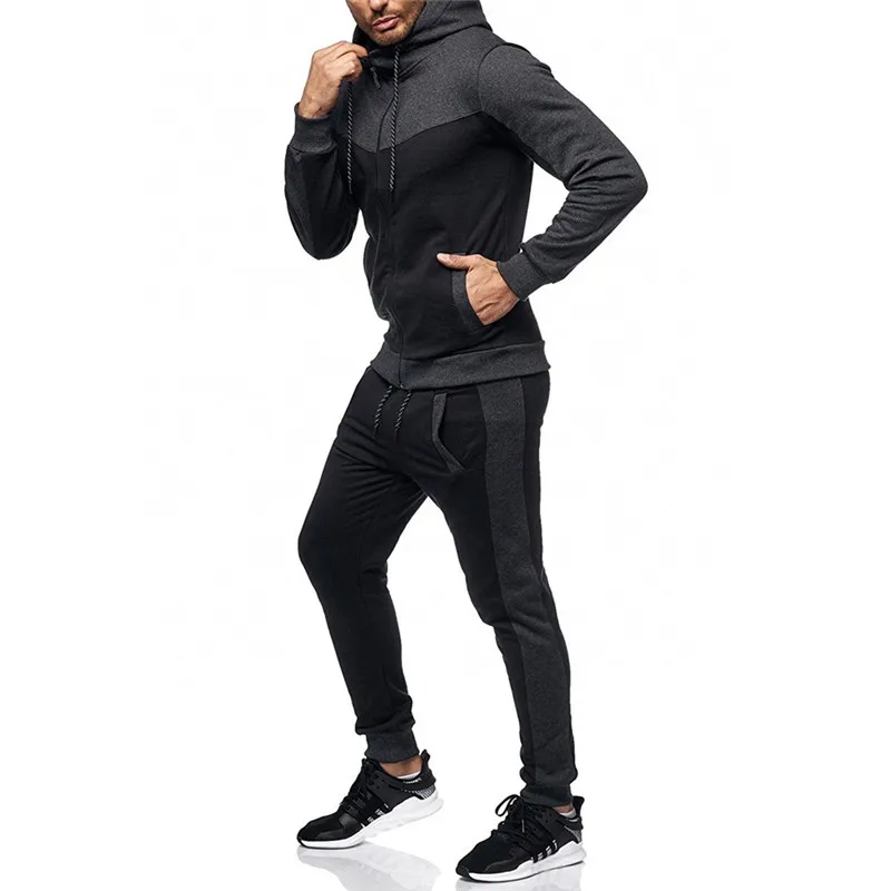 Мужской спортивный костюм с капюшоном, комплект из двух предметов, осенне-зимний мужской спортивный костюм, черные белые брюки и футболка, мужской спортивный костюм O10