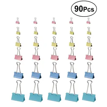 

90 Pcs Binder Clips Practical Colored Durable Paper Clips Clamp Clips Office Stationary for Home Schools Office