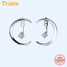 Trusta настоящие 925 пробы серебряные женские серьги-гвоздики в лунном стиле серебряные 925 ювелирные изделия подарок DS1872