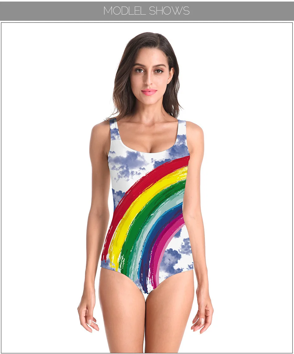 Сексуальный купальный костюм с 3D принтом радуги, Женский цельный купальник, монокини Maio Feminino Praia Maillot De Bain