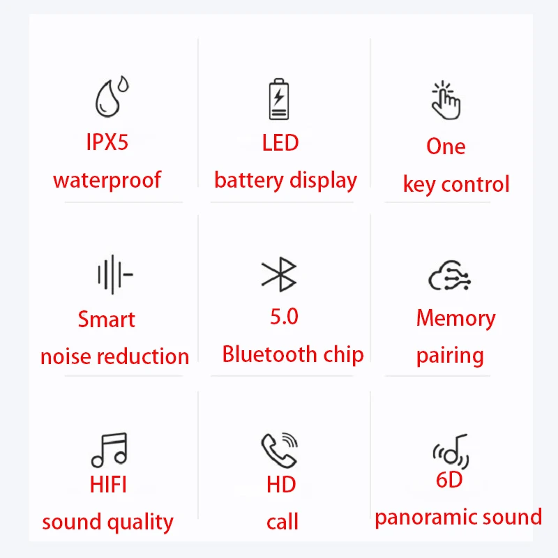 Cshzce Xg8 Wireless Earphone Mini Ipx5 Waterproof Stereo With Digital Battery Display Sports Earbuds Handsfree For All Phones