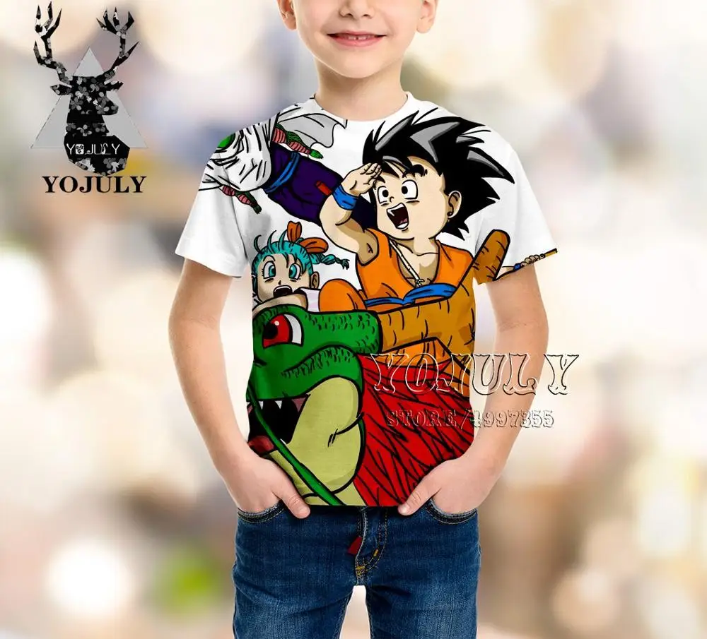 YOJULY Dragon Ball Аниме Гоку для маленьких мальчиков и девочек, детская одежда с 3d принтом детская футболка Лидер продаж, модные футболки Modis A415 - Цвет: 4