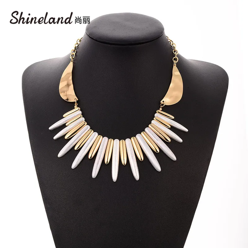 Shineland Punk Rock Rivet Collar Choker Necklace Metal Gold Silver Color Chunky Big Statement Jewelry for Women Wholesale Cheap | Украшения