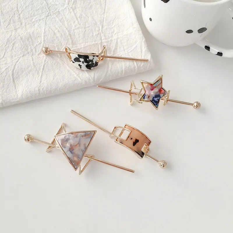 

Elegant Japanese Style Women Hair Accessories Geometric Shape Alloy Hairpins Vintage Hair Clip Triangle Oval Metal Hair Sticks