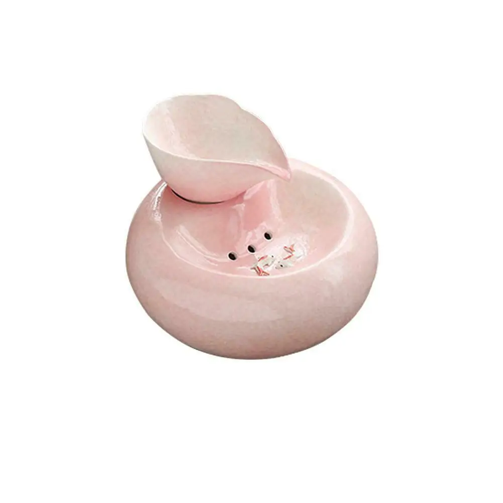 Умный керамический питательный питатель для кошек, автоматический циркулирующий питатель воды, питатель для домашних животных, диспенсер для воды, 3D фонтан, водосборник - Цвет: Розовый