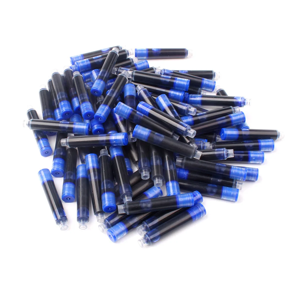 Cartuchos de tinta universales para pluma estilográfica, recarga de pluma, tinta azul borrable, color negro, 2,6/3,4, 20 unidades