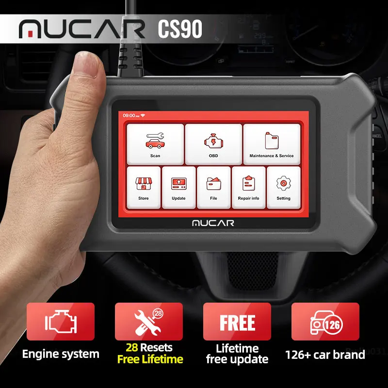 garage parking sensor MUCAR CS90 OBD2 Scanner Car With Full System Pin Code Reader 28 Reset Service Lifetime Free Update Diagnostic Tools garage parking sensor