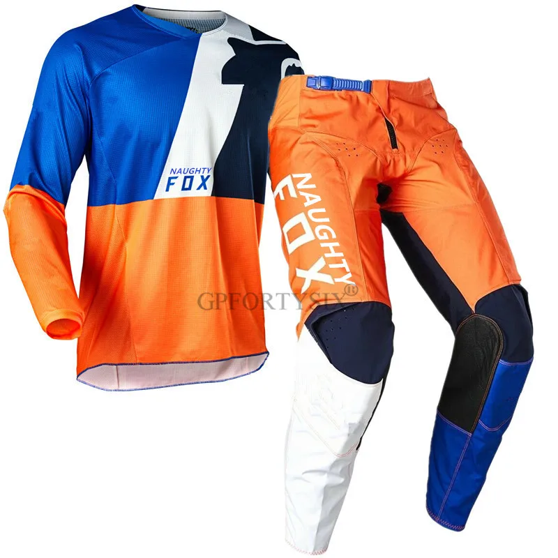 Naughty Fox 180 LOVL SE комплект гоночного снаряжения для мотокросса костюм MX MTB Dirt Bike Внедорожный гоночный костюм из джерси и штанов - Цвет: Оранжевый