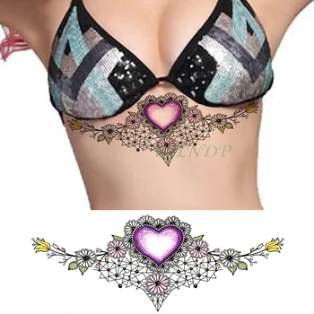

Waterproof Temporary Tattoo Sticker Diamond Crystal Love Heart on Breast Chest Waist Sexy Flash Tatto Fake Tatoo for women girl