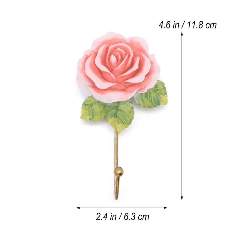 2pcs Wall Sticky Hook Hanger Rose Flower Lovely Wall Mounted Rose Flower  Hat Coat Robe Hook Door Clothes Bathroom Towel Hanger