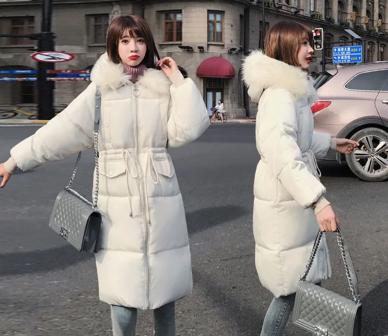 Зимняя парка, пальто для женщин, новая теплая парка, куртка для женщин с меховым воротником, Толстая с капюшоном размера плюс, длинная куртка, пальто, парки для женщин