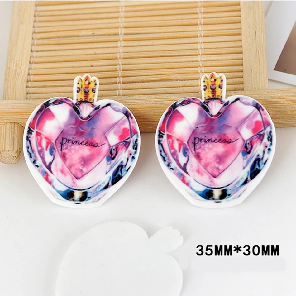 

50pcs/lot 35*30MM Cartoon Heart Shape Perfume Bottle Resin Flatback Kawaii Planar Resin DIY Craft for Home Decoration DL-553