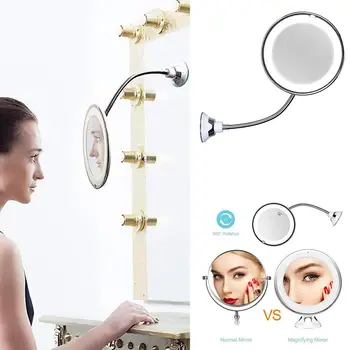 

Portable Magnification LED Light 360 Degree Rotation Suction Cup Makeup Mirror Cosmetic Mirror for Tabletop Bathroom Travel