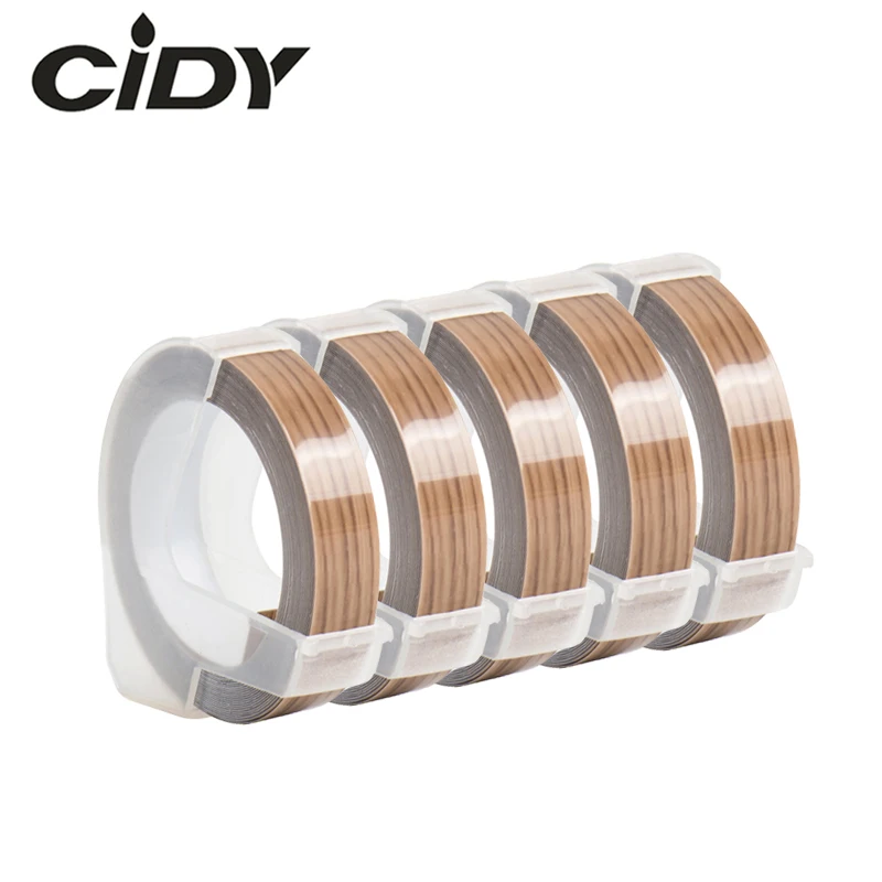 CIDY 5 рулонов дерева цвет совместимый с DYMO 3D пластиковые тисненые этикетки Xpress 9 мм