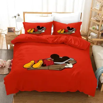 

Mickey mouse Bedding Set full queen king size Cover pillowcase quilt disney cartoon Children bedclothes bed set Home textile