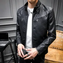 Осень, стиль, стоячий воротник, локомотив, мужское пальто из искусственной кожи, Подростковая приталенная кожаная куртка, повседневная мужская на