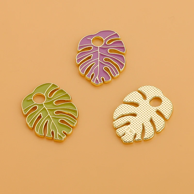 10pcs Enamel Tree Leaf Charms Banana Leaf Pendant for Jewelry Findings DIY Mini Colorful Charms Necklaces Making Accessories