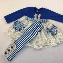 Детский бутик осенней одежды, детская синяя одежда с цветочным рисунком, молочный шелк, ткань для маленьких девочек