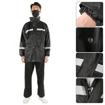 

2Pieces Reflective Raincoat Windproof Rain-Proof Traffic Road Duty Safety Rain Coat Pants Suit Reflective Raincoat