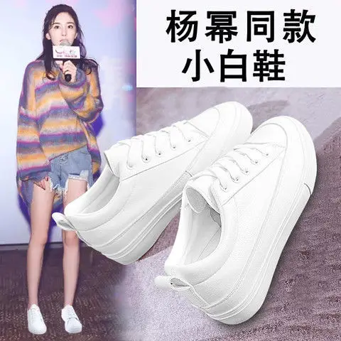 

Elevator White Shoes Women's New Style Versatile Students Korean-style Online Celebrity Autumn 2019 Thick Bottomed Leather WOMEN