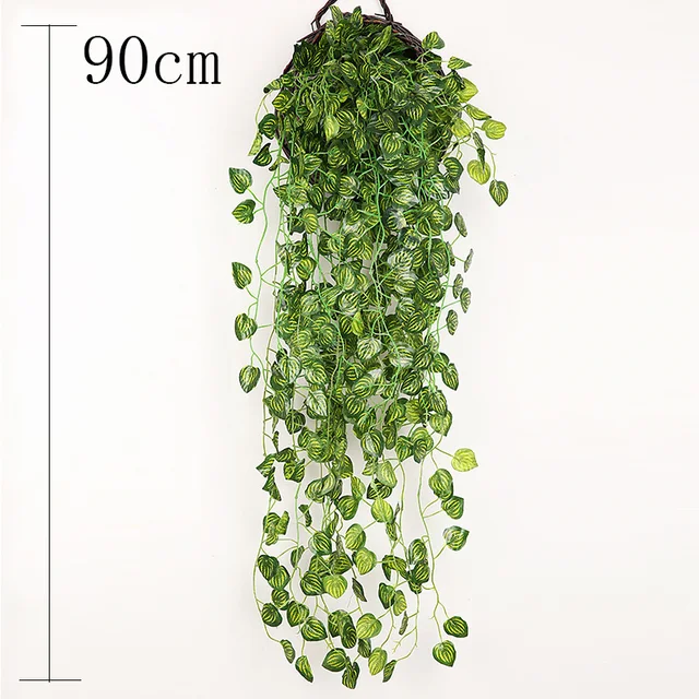 Artificial Plant Vines Wall Hanging Rattan Leaves Branches Outdoor Garden Home Decoration Plastic Fake Silk Leaf Green Plant Ivy G5