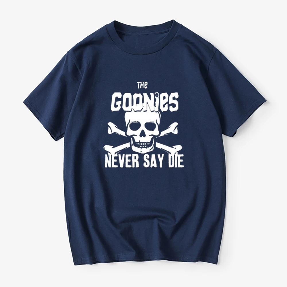 Креативный дизайн с черепом футболки надписью Never Say Die Goonies мужские изображением