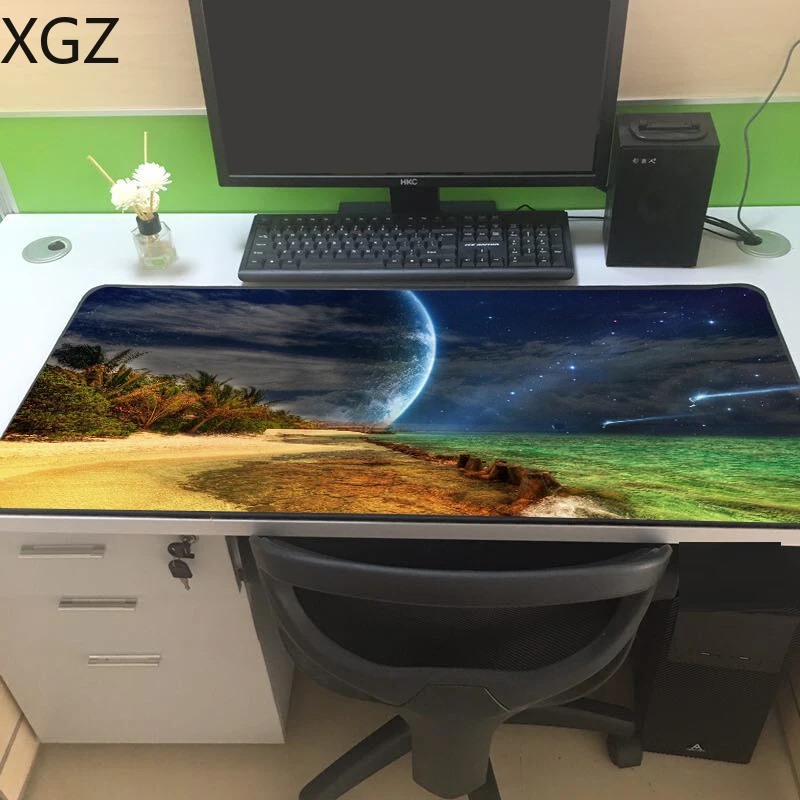 XGZ игровой большой коврик для мыши красивый черный замок-край фантазия Планета море компьютерный стол коврик скорость резиновая нескользящая подставка Xxl