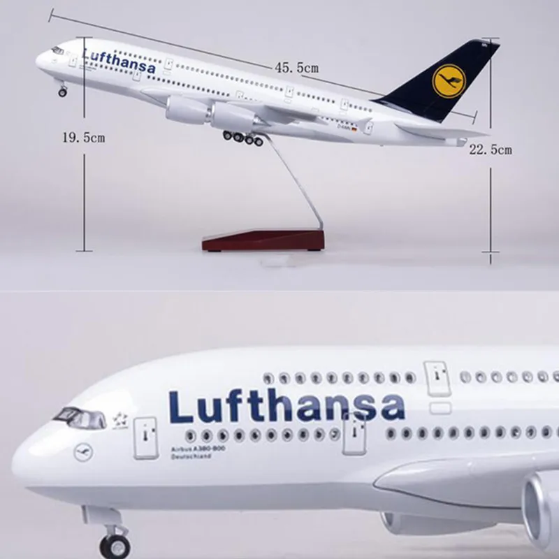 Литая коллекция 1/160 самолет Airbus A380 Lufthansa авиакомпания модель с светильник и колесами пластиковая Смола самолета