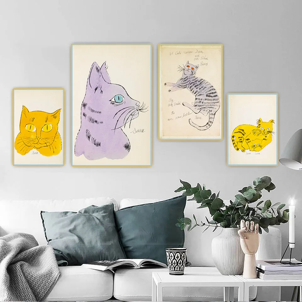 アンディ・ウォーホル、無題(猫)、希少画集画、美品、新品額付 新品☆額縁付アートポスター(BRUCE MCGAW GRAPHICS)☆アンディ