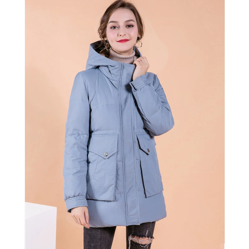 2019 Fashion Women Duck Down Coat Solid Color Thicken Hooded White Jacket |
