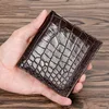 Authentic Exotic Alligator Leather Men's Short Card Holders Wallet Genuine Crocodile Belly Skin Male Small Bifold Clutch Purse 4