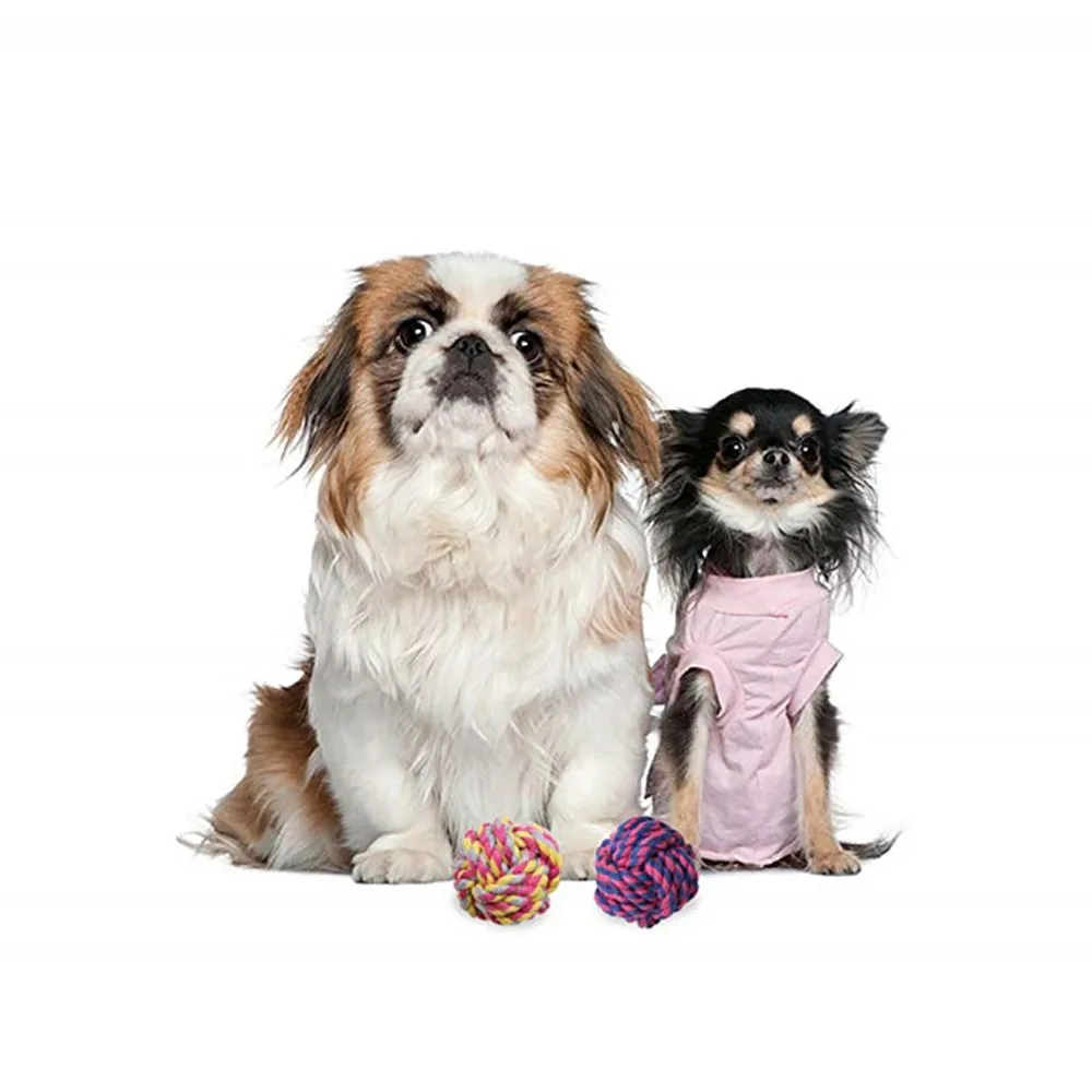 

Cotton Rope Knot Toys Teeth Cleaning Pet Ball Outdoor Training Interactive chew toy for double braid rope toys