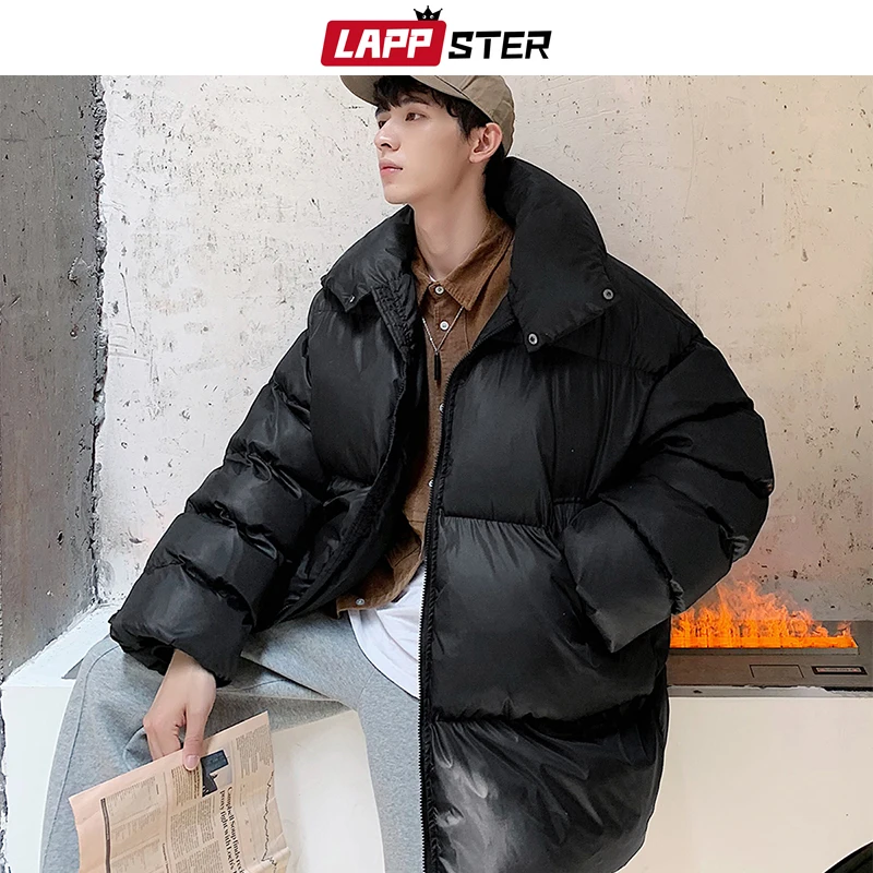 LAPPSTER, Мужская Толстая цветная куртка, зимняя куртка,, мужские однотонные, стиль Харадзюку, корейская мода, парка, пара, Длинная дутая куртка INS