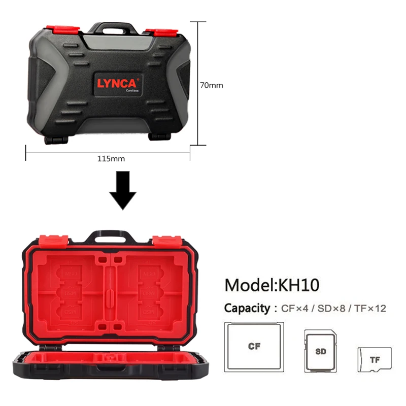 KH10 LYNCA держатель карты памяти чехол для XQD CF SD сим-карта TF Водонепроницаемая защитная коробка для хранения держатель Органайзер - Цвет: KH10