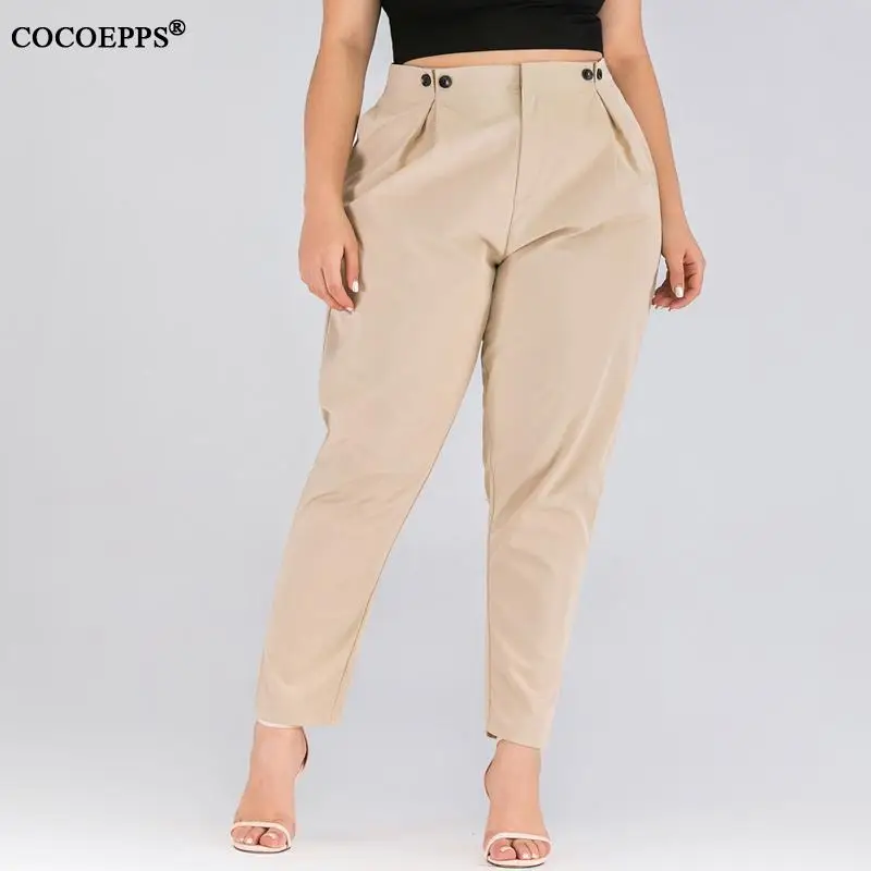 

XL-4XL 2020 Spring Plus size Women Harem Pants Casual Summer Office Ladies Trousers Large Size Female High Wiast Khaki Work Pant