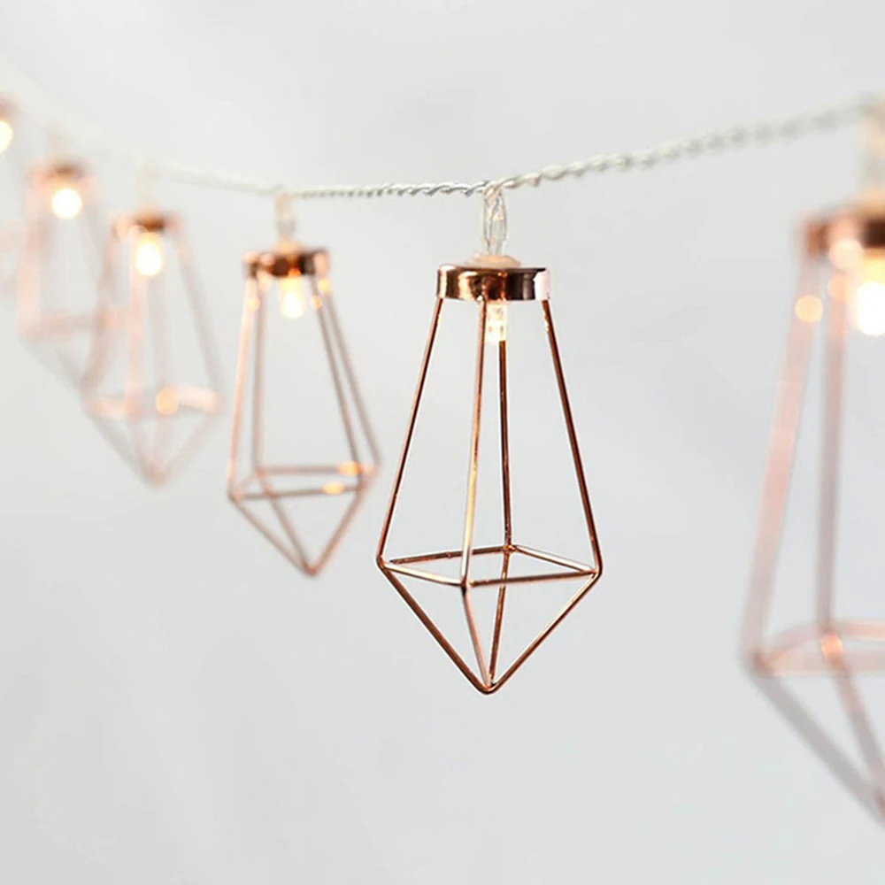 10-20LED Rose Gold Metal Diamond String Fairy Light Christmas Wedding Lamp New Year Home Decoration Warm White String Lights 9