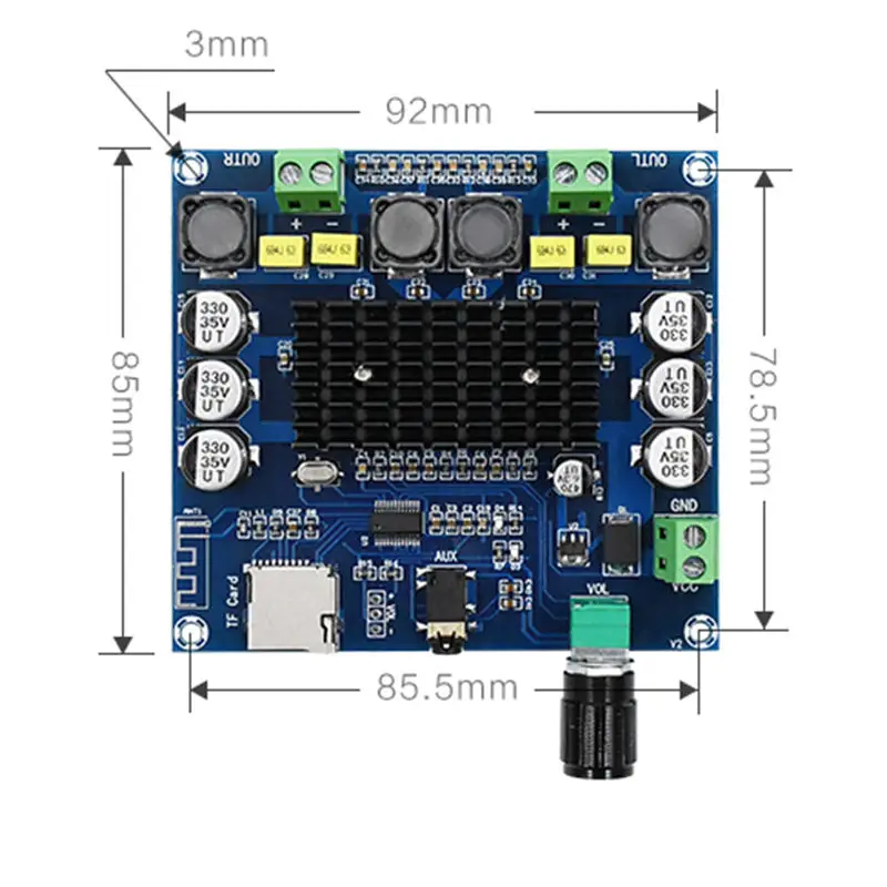 Tda7498 Bluetooth Amplifier o Board 2X50W Stereo Digital Power Amplifiers Amp Module Support Tf Card Aux Home Theater